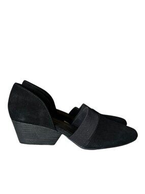 Eileen Fisher Hilly Wedge d'Orsay Pump in Black Leather Suede